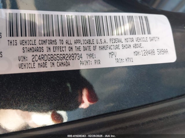 2C4RDGBG5GR209734 Dodge Grand Caravan Se