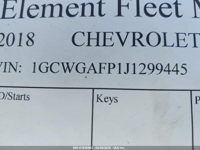 1GCWGAFP1J1299445 Chevrolet Express 2500 Work Van