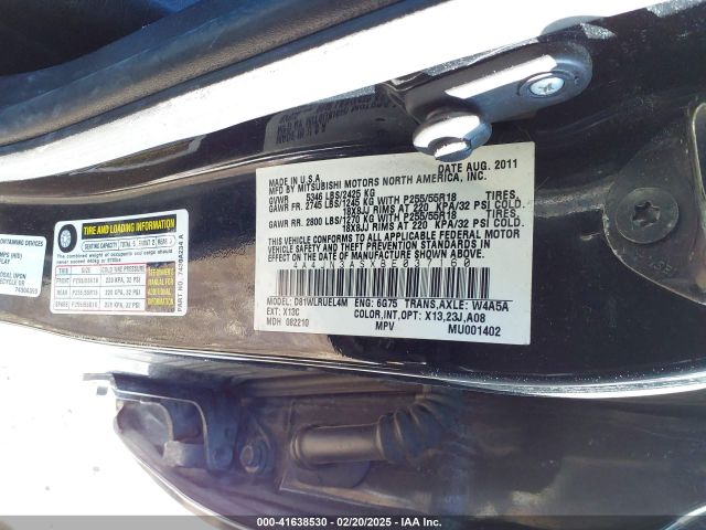 2011 MITSUBISHI ENDEAVOR 4A4JN3ASXBE037160 Photo 8
