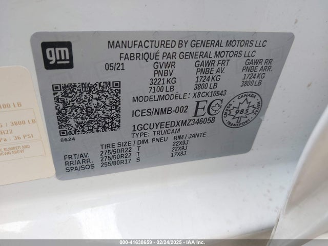 1GCUYEEDXMZ346058 Chevrolet Silverado 1500 4wd  Short Bed Rst/4wd  Standard Bed Rst