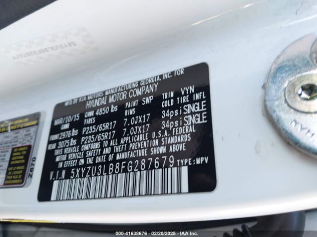 5XYZU3LB8FG287679 Hyundai Santa Fe Sport 2.4l