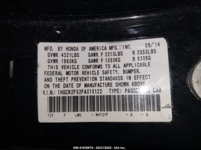 1HGCR2F52FA015122 Honda Accord Sport
