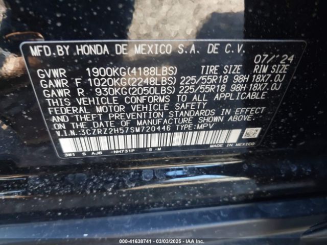 3CZRZ2H57SM720446 Honda Hr-v Awd Sport