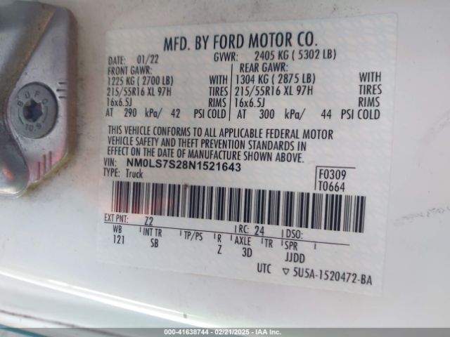 NM0LS7S28N1521643 Ford Transit Connect Xl Cargo Van