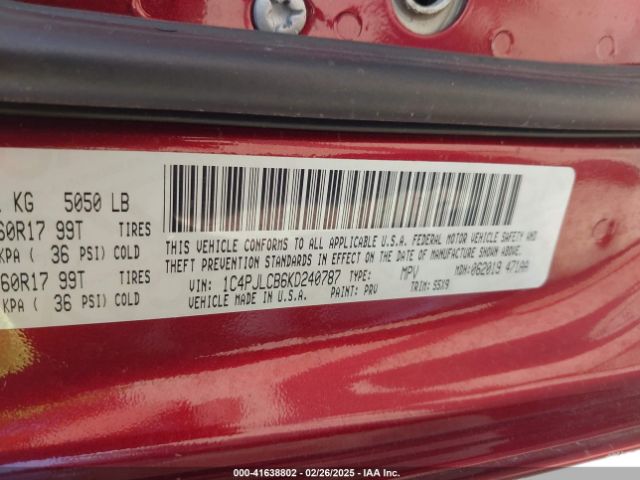 2019 JEEP CHEROKEE 1C4PJLCB6KD240787 Photo 8