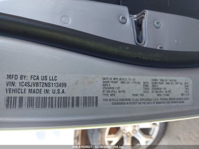 1C4SJVBT2NS113499 Jeep Wagoneer Series Ii 4x4