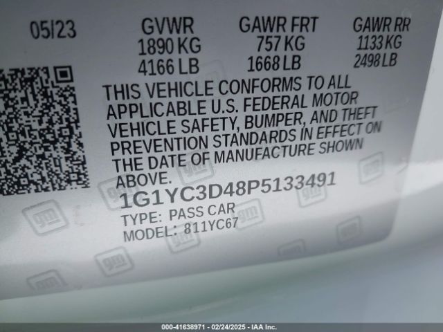 1G1YC3D48P5133491 Chevrolet Corvette Stingray Rwd  3lt