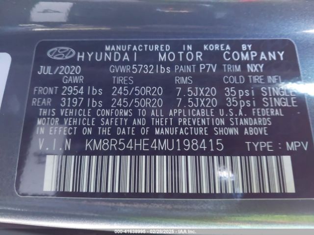 KM8R54HE4MU198415 Hyundai Palisade Limited