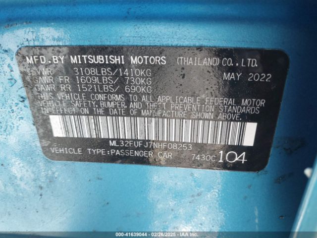 2022 MITSUBISHI MIRAGE G4 ML32FUFJ7NHF08253 Photo 8
