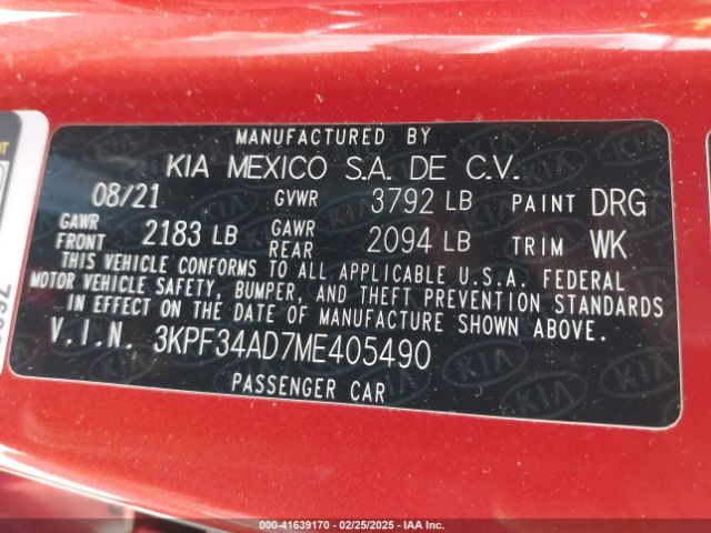 3KPF34AD7ME405490 KIA Forte Gt-line