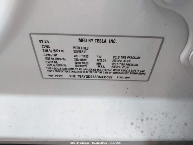 2024 TESLA MODEL Y 7SAYGDEE2RA335897 Photo 8