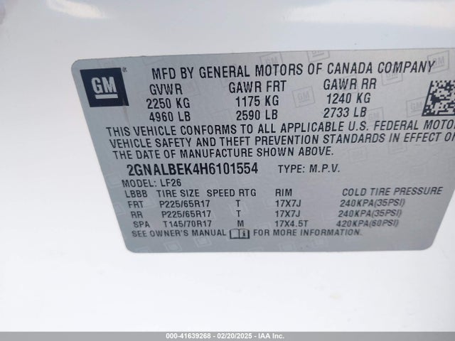 2GNALBEK4H6101554 Chevrolet EQUINOX LS