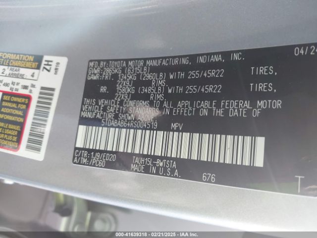 5TDABAB64RS004519 Lexus Tx 500h F Sport Premium