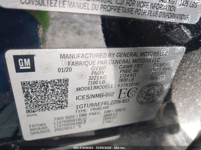 1GTU9AEF6LZ206403 GMC Sierra 1500 4wd  Short Box/4wd  Standard Box