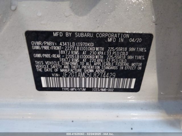 JF2GTAMC5L8274429 Subaru Crosstrek Limited