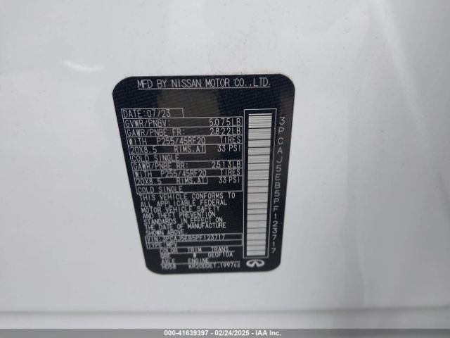 3PCAJ5EB5PF123717 Infiniti Qx50 Sensory Awd