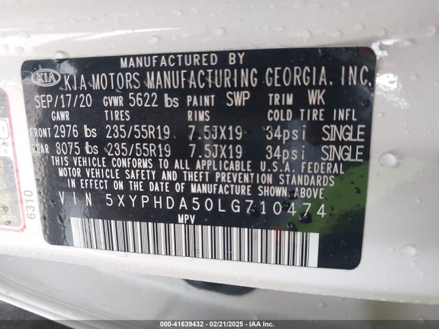 KIA Sorento 3.3l Ex 2020 5XYPHDA50LG710474 Image 9