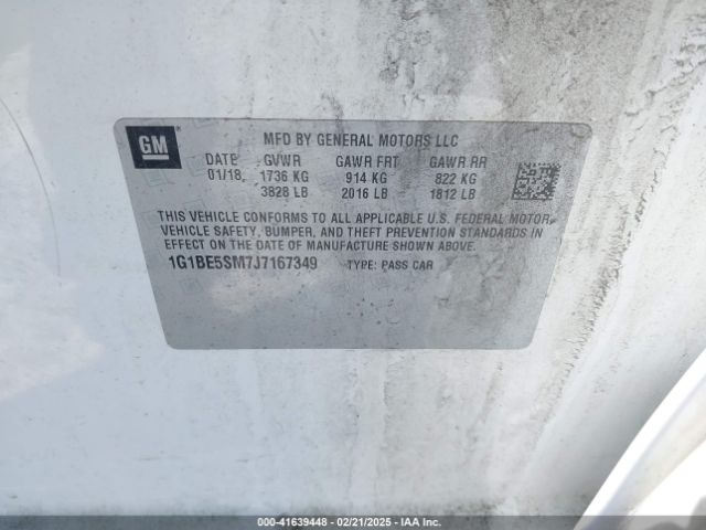 1G1BE5SM7J7167349 Chevrolet Cruze Lt Auto
