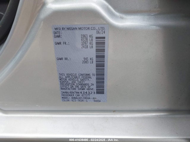 1N4BL4DV7RN434323 Nissan Altima Sv Fwd