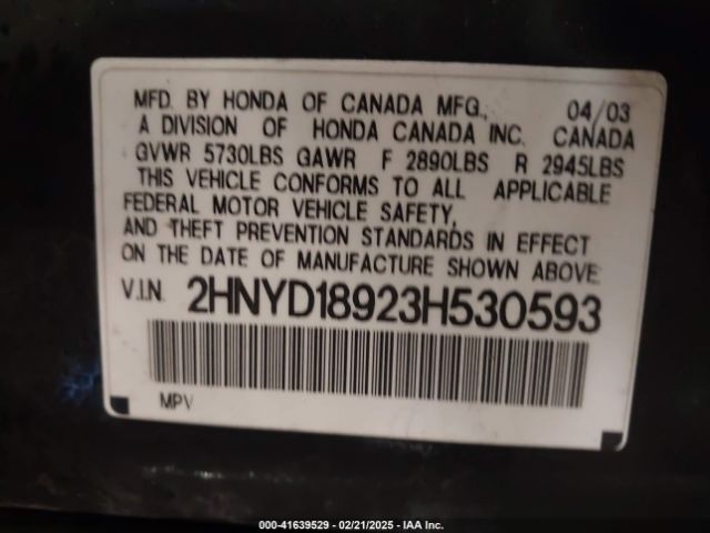 2003 ACURA MDX 2HNYD18923H530593 Photo 8