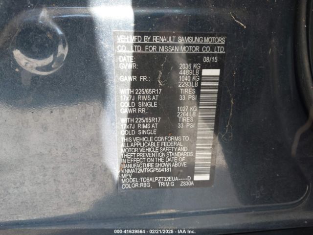 KNMAT2MT9GP594181 Nissan ROGUE S