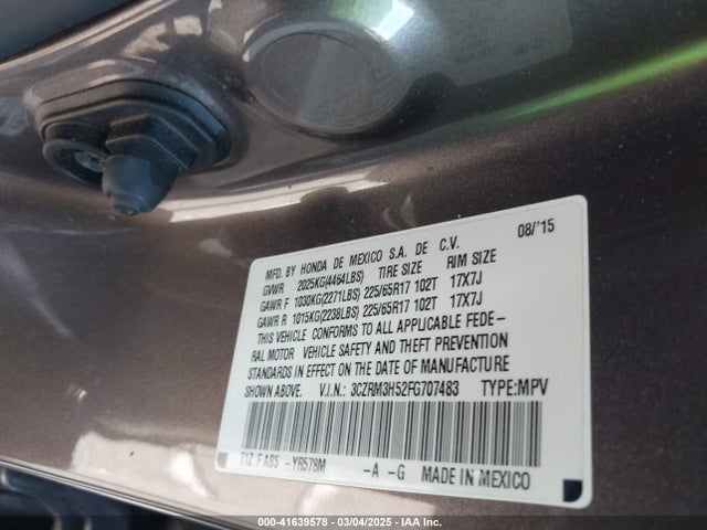 3CZRM3H52FG707483 Honda CR-V EX