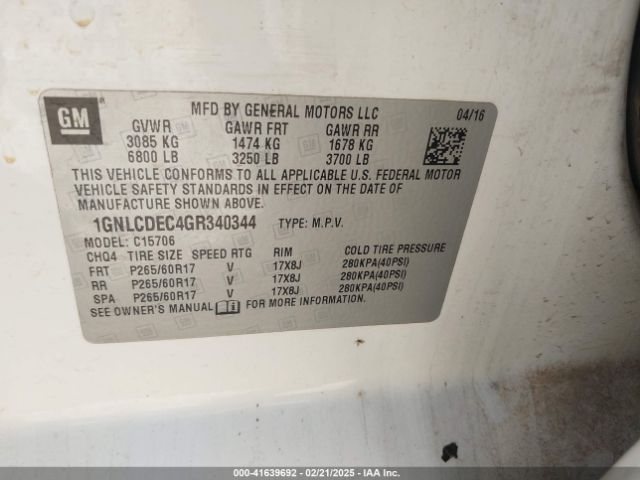 1GNLCDEC4GR340344 Chevrolet Tahoe Commercial Fleet
