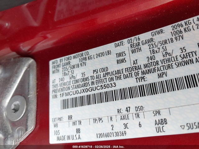 Ford Escape Titanium 2016 1FMCU0JX0GUC55033 Image 9