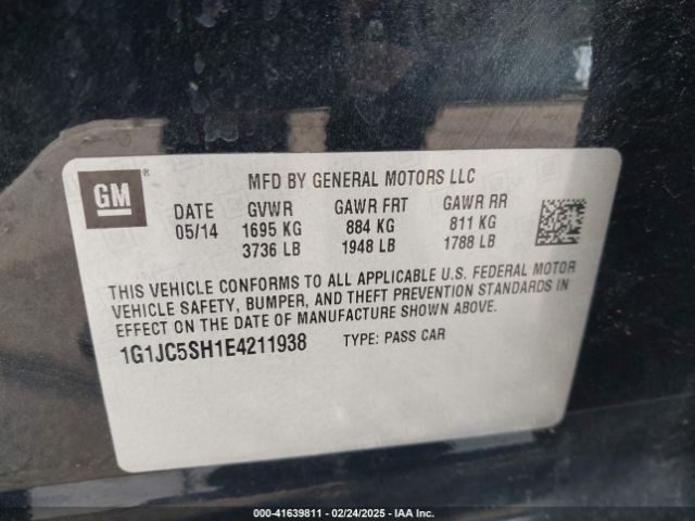 1G1JC5SH1E4211938 Chevrolet Sonic Lt Auto