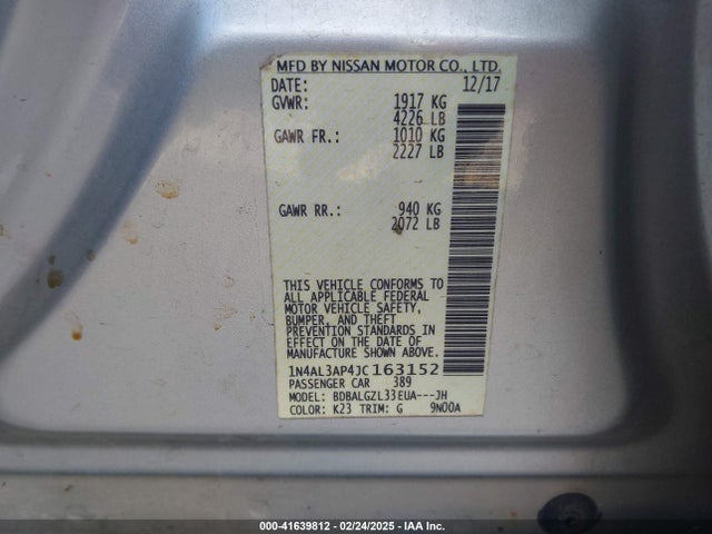 1N4AL3AP4JC163152 Nissan Altima 2.5 S