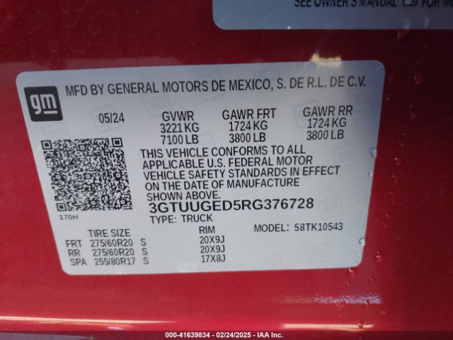 3GTUUGED5RG376728 GMC Sierra 1500 4wd  Short Box Denali