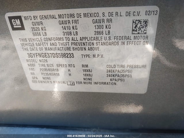 2013 CADILLAC SRX 3GYFNGE37DS598233 Photo 8