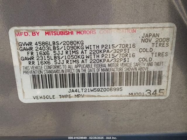 2009 MITSUBISHI OUTLANDER JA4LT21W59Z006995 Photo 8