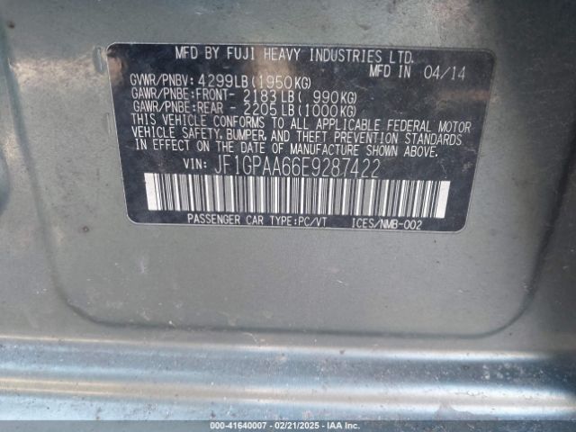 JF1GPAA66E9287422 Subaru Impreza 2.0i