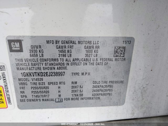 1GKKVTKD2EJ238997 GMC Acadia Denali