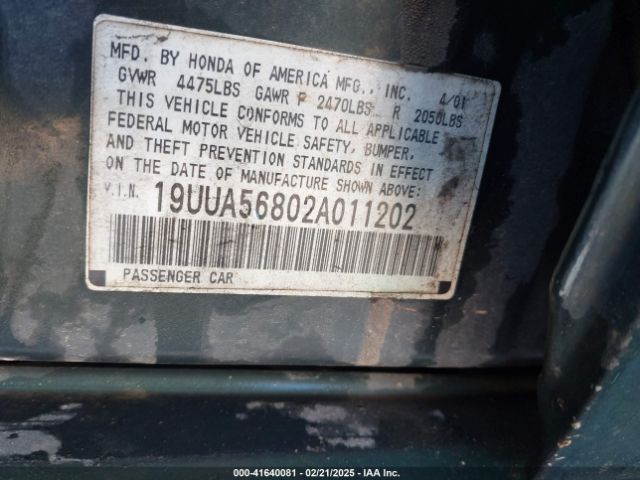 2002 ACURA TL 19UUA56802A011202 Photo 8