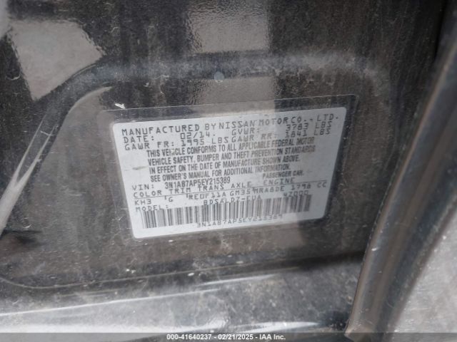 3N1AB7AP5EY215389 Nissan Sentra Fe+ S/fe+ Sv/s/sl/sr/sv
