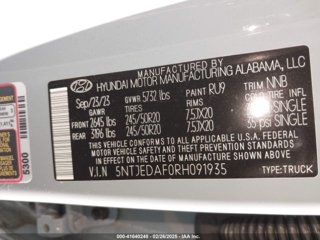 5NTJEDAF0RH091935 Hyundai Santa Cruz Limited