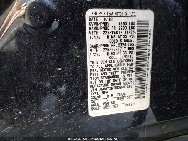Nissan ROGUE S 2019 JN8AT2MT5KW501465 Image 9