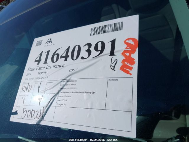 5J6RW2H89KA002929 Honda Cr-v Ex-l