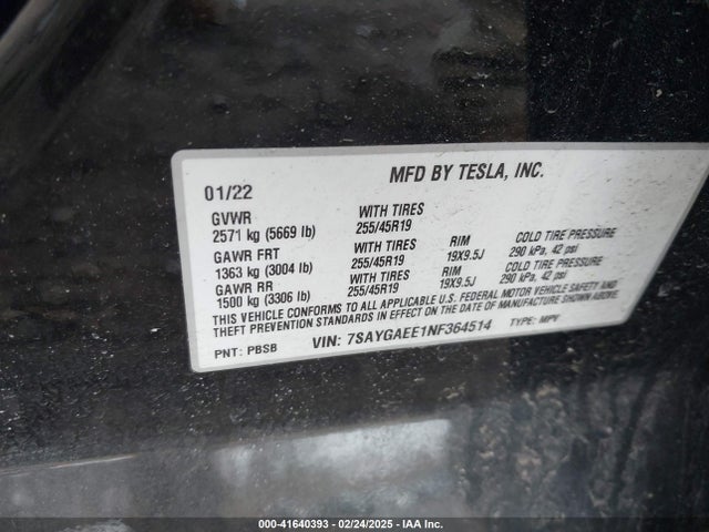 2022 TESLA MODEL Y 7SAYGAEE1NF364514 Photo 8
