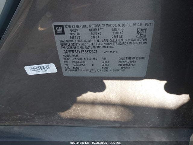 2011 CADILLAC SRX 3GYFNBEY1BS672547 Photo 8