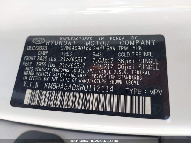 KM8HA3ABXRU112114 Hyundai Kona Se