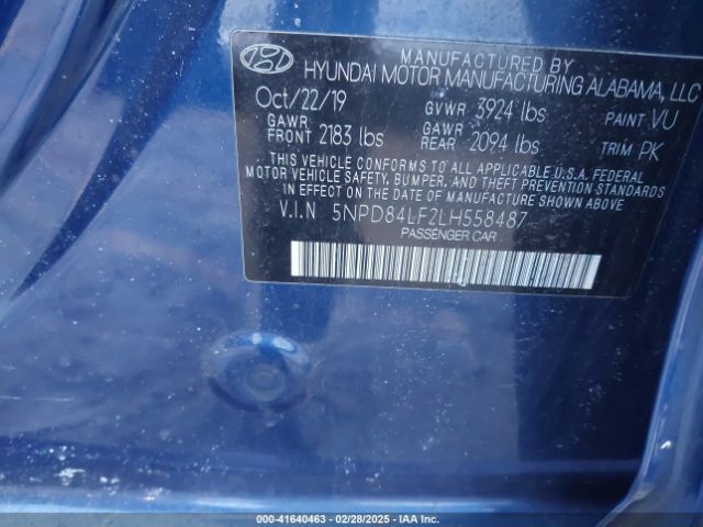 5NPD84LF2LH558487 Hyundai ELANTRA SEL