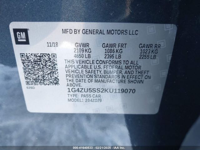 1G4ZU5SS2KU119070 Buick Lacrosse Fwd Avenir