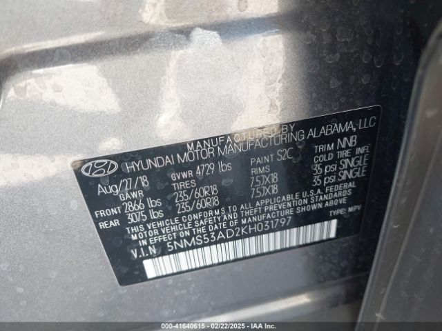 5NMS53AD2KH031797 Hyundai Santa Fe Ultimate