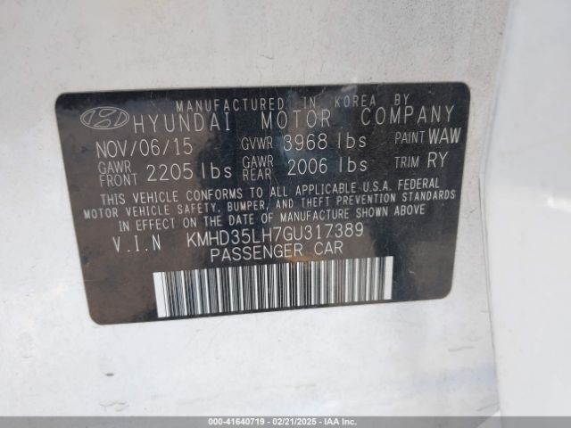 KMHD35LH7GU317389 Hyundai ELANTRA GT