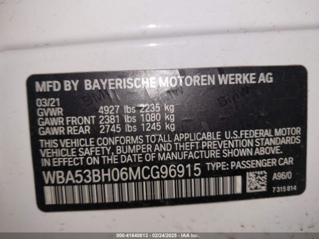 2021 BMW 530I WBA53BH06MCG96915 Photo 8