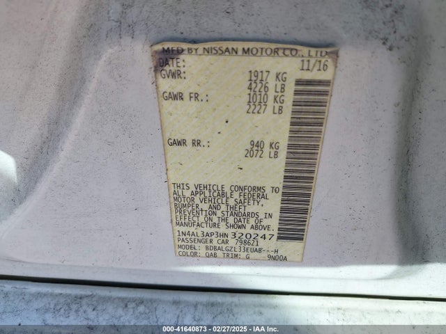 1N4AL3AP3HN320247 Nissan Altima 2.5 S