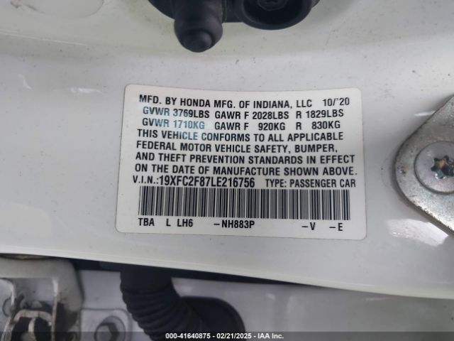 19XFC2F87LE216756 Honda Civic Sport